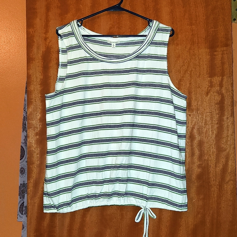 Max Studio Cinched Drawstring Tank Top Shirt XL